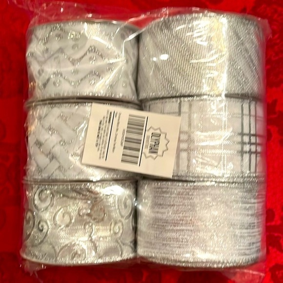 Brand New Set of 16 Rolls Wired Christmas Ribbon Plaid Burlap Glitter Decorating - Picture 3 of 12